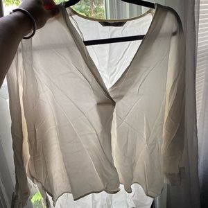 ZARA crinkled style white oversized blouse